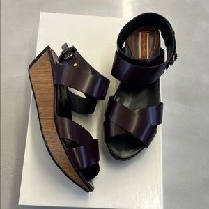 Elegant Maroon Wedge Sandals